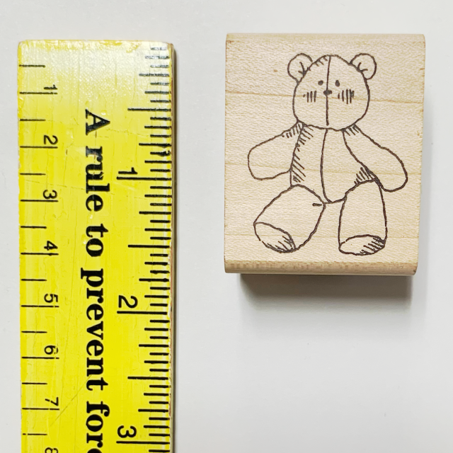 【USA製 ヴィンテージストック品】テディベアの木製ゴムスタンプ- Peddler's Pack Stamps Teddy bear -(UWS-010) 　
