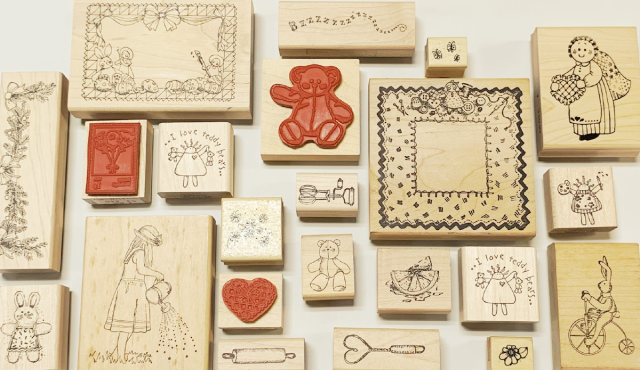 海外製 木製スタンプ ヴィンテージストック品】アメリカ製木製ゴムスタンプ