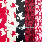 【USAコットン】イアン ファルコナー「オリビア(コブタの女の子)」生地  タイポグラフィーデザイン レッド モノクロ  50×55cm5柄5枚セット《数量限定》 (COS-033）