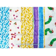 《 はらぺこあおむし著 エリックカールのデザイン生地 》 USAコットン  総柄 ストライプ 数字 ハート柄  50×55cmサイズ5柄5枚セット 数量限定 (COS-037）