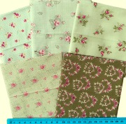 《数量限定》【こうの早苗先生デザインコレクション】グリーン系 花柄  33×37cm5柄5枚セット (COS-050）