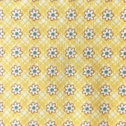 希少生地　USAコットン【サーティーズ（1930年代の復刻版生地）】レトロ柄　イエロー系　49×27cm(UTH-251)
