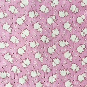 希少生地　USAコットン【サーティーズ（1930年代の復刻版生地）】レトロ柄　ゾウ柄　ピンク系　49×28cm(UTH-263)