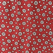 希少生地　USAコットン【サーティーズ（1930年代の復刻版生地）】レトロ柄　花柄　レッド系　(UTH-273)