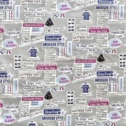 【YUWA 小関鈴子先生 2026新作生地】ファッションニュース  英字柄  3色展開  JKS-496/2. グレー