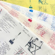 【国産生地】カリグラフィー テキスタイル  英字 人物柄  5色展開  《7/31新色くすみグリーン入荷》(JEG-016）