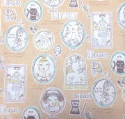 【国産デザインプリント】(JOM-004)ベージュピンク/女の子柄