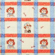 《再入荷》【希少】【国産】ラガディアン&アンディ生地 アメリカンカントリーな布 チェック柄  Raggedy Ann & Andy 50x55cm (JRA-006)