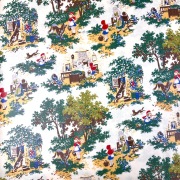 国産生地のラミネート加工（つや無）風景柄 生成りベース 50x110cm -(RAMI-003)