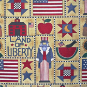希少品 USAコットン【アメリカ国旗モチーフ】パッチワーク柄《UAM-022》50x55cm オールドアメリカン  アメリカンレトロ柄  アメリカ輸入生地