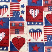 【アメリカン柄】50x110cm (UAM-057) ハート・国旗・アメリカン柄　ベージュ系