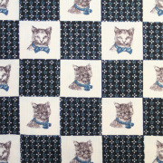 《残りわずか》USAコットン  UCT-103【猫柄プリント】リアルデザインねこ柄  ネコ柄生地  チェック柄  50x55cm