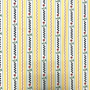 【USAコットン】50x55cm (UME-032)　イエロー系　さくらんぼストライプ柄