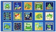 USA輸入生地 Toadally Cool - Multi Toadally Cool Squares Panel カエル柄プリント パネル生地  (UFRG-061)