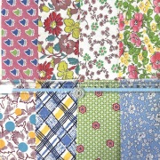 海外で人気の【フィードサック】  1930年代アメリカ製  穀物袋の布地  ヴィンテージ布  花柄 格子柄 チェック柄  (UFS-257S)