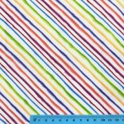 ULH-138  USAコットン【Loralie Designs】 - Quirky Bias Stripe White Fabric - ロラライハリス  クァーキィバイアスストライプ  ビタミンカラー