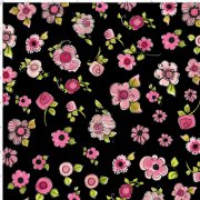 USAファブリック【Loralie Designs】ロラライハリス布地  -Parlor Posies Black Fabric  -  花柄  ブラック系(ULH-155)