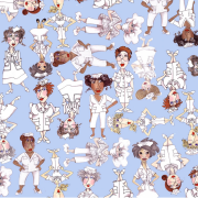 【Loralie Designs】ロラライハリス  トスド ナース ブルースカイ - Tossed Nurses Blue Sky(ULH-334) ブルー系