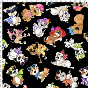 USAコットン【Loralie Designs】- Tossed Go Doggies Black Fabric - トスド ゴー ドギーズ ファブリック イヌ柄 いぬ柄 犬柄(ULH-356)