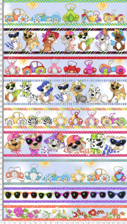 USAファブリック【Loralie Designs】ロラリーデザインズ  Border Doggies Blue Sky Fabric Panel  ボーダードギーズブルースカイ (ULH-358)