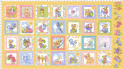 USAインポートファブリック【 Loralie Designs 】ロラライハリス  Happy Baby Fabric Panel 動物の赤ちゃん柄布地  パネル生地  パステルイエロー系 (ULH-400)