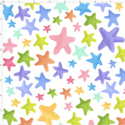ULH-404  USAコットン【Loralie Designs】- Happy Stars White - ロラライハリス  ハッピースターズ  星柄生地  ホワイト系 パステルカラー