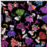 【Loralie Designs】ロラライハリス - Tossed Masquerade Ladies Black マスカレード  ドレス柄  ブラック -(ULH-413)