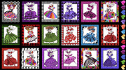 USAインポートファブリック【 Loralie Designs 】ロラライハリス  Masquerade Ball Fabric Panel マスカレード柄 ブラック系 パネル 仮面舞踏会デザイン (ULH-422)