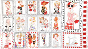 USAインポートファブリック【 Loralie Designs 】ロラライハリス  Sew Sew Panel  ショウショウ パネル  ホワイト系  (ULH-428)