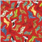 【Loralie Designs】- Bootery Red Fabric-(ULH-177)　ウエスタンデザイン　レッド系