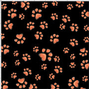 【Loralie Designs】-Fun Paws Black  -(ULH-241)　犬猫足あと柄　ブラック系