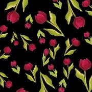 USAファブリック【Loralie Designs】ロラライハリス  Tulip Toss Black チューリップ柄  花柄  ブラック系(ULH-261)