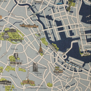 希少品 USA輸入生地【その他プリント - オックスフォード生地 - 】TOKYO地図柄布地  東京の町並み柄布地  英字柄  (UOTS-492)  2色展開