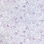 【USAコットン】　英字・草花柄　UOTS-566 　ホワイト×パープル系