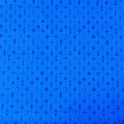 【USAコットン】ストライプ柄　モノグラムデザイン  ブルー系 (UOTS-573)