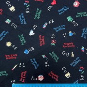 【USAコットン】USA輸入生地  ラガディアン&アンディ生地　Raggedy Ann & Andy  英字  ブラック系  (URA-003)