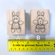 【USA製 ヴィンテージストック品】アメリカンカントリー ウサギのぬいぐるみ木製ゴムスタンプ（2種展開）- Peddler's Pack Stamps  -(UWS-013) 　