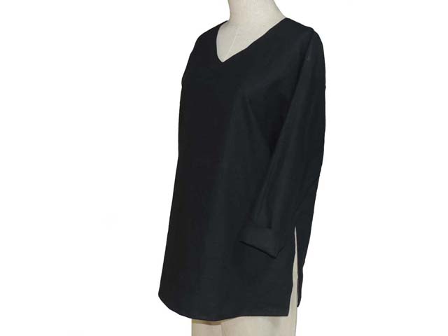 Fil de Nature 綿麻VネックTブラウス