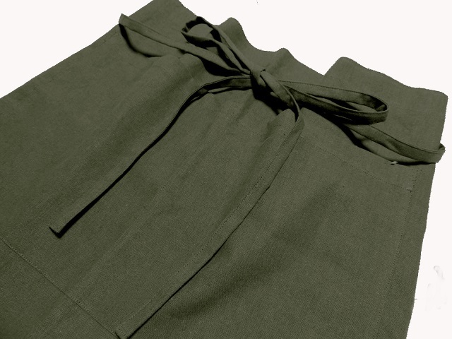 綿麻カフェエプロン・ショートタイプ