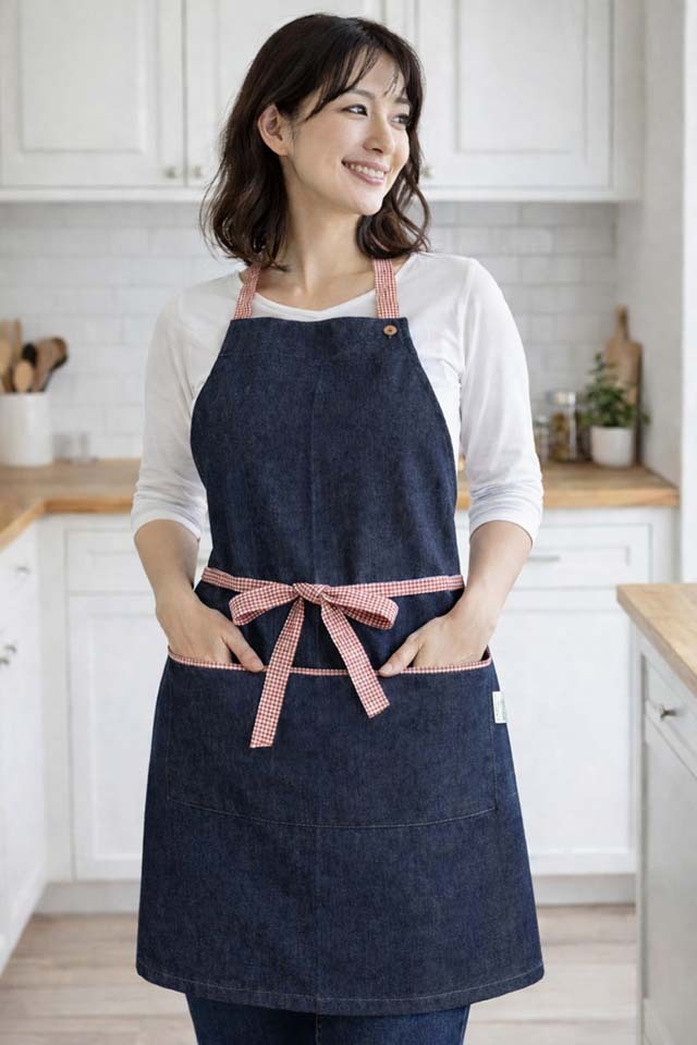 デニムショートエプロン