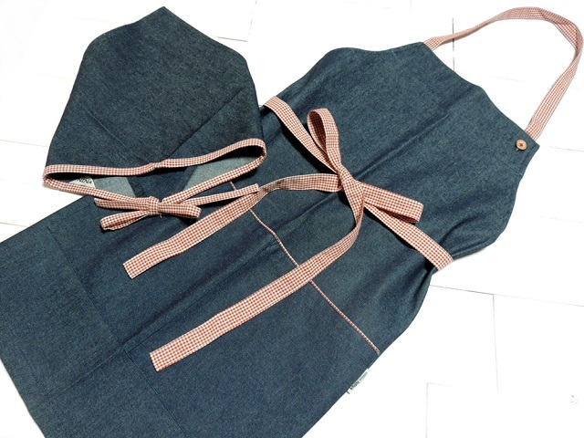 デニムショートエプロン