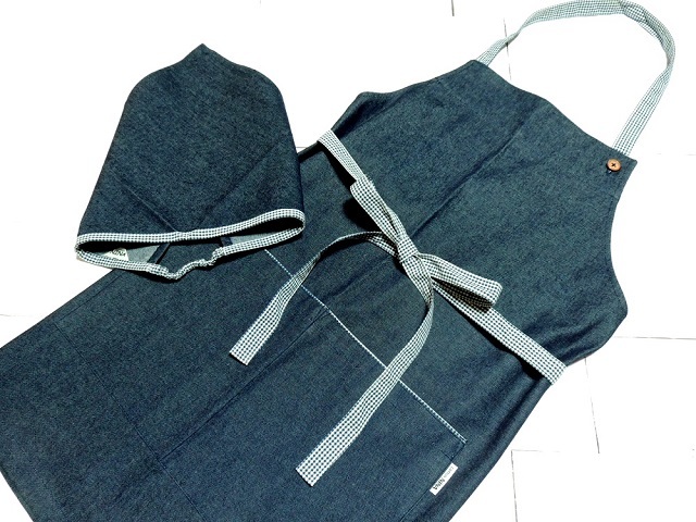 デニムショートエプロン