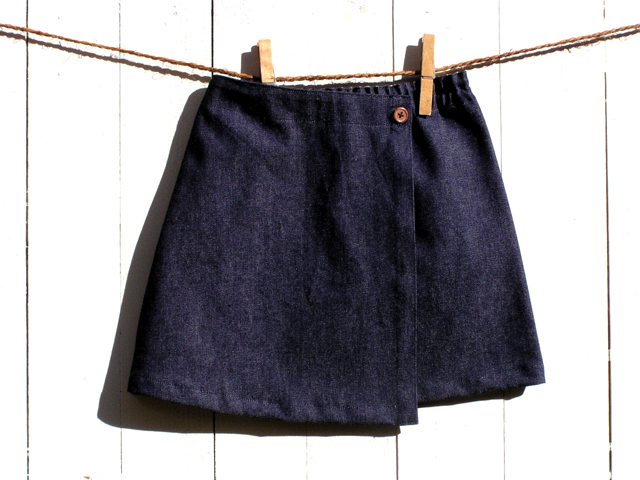 子供デニムラップ風スカート