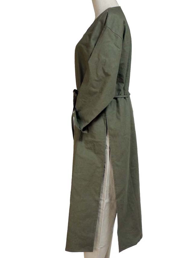 Fil de Nature 綿麻VネックTブラウス　ロング丈　長袖