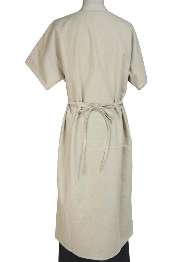 Fil de Nature 綿麻VネックTブラウス　ロング丈　半袖