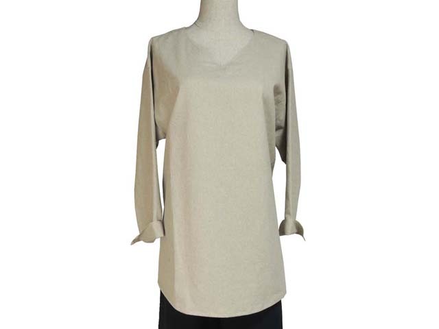 Fil de Nature 綿麻VネックTブラウス