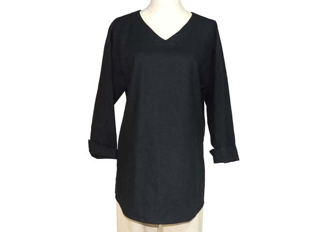 Fil de Nature 綿麻VネックTブラウス