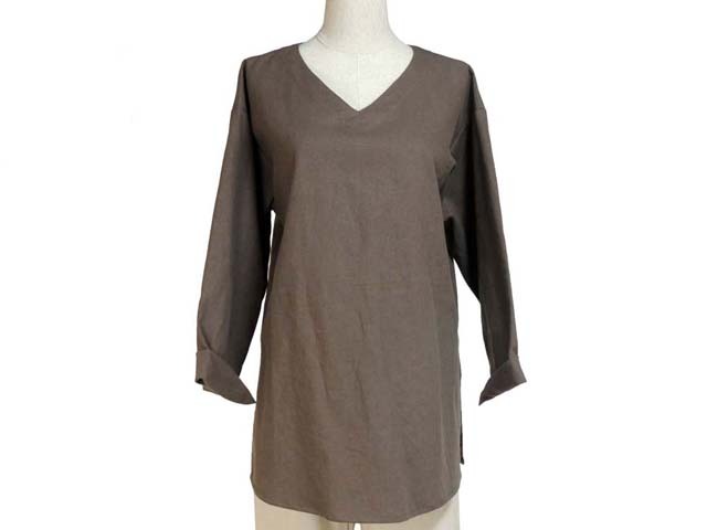 Fil de Nature 綿麻VネックTブラウス