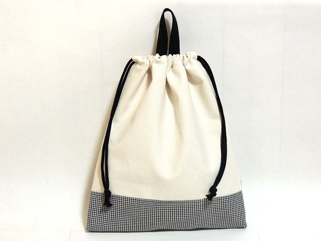 帆布ツートン手提げ巾着