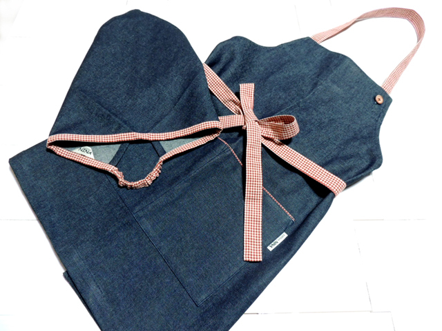 デニムショートエプロンセット